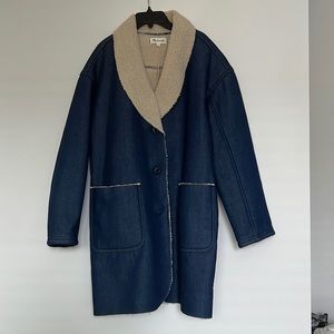 Madewell long denim oversized sherpa jacket size s